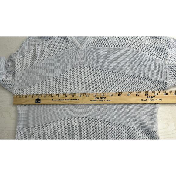 DKNY Soft Blue V-Neck Sweater Hoodie Long Sleeve Casual Winter Stretch Relaxed M - Picture 6 of 6